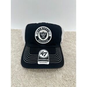Las Vegas Raiders Hat Cap Snap Back Mens NFL Trucker Hat Black White 47 Clean Up